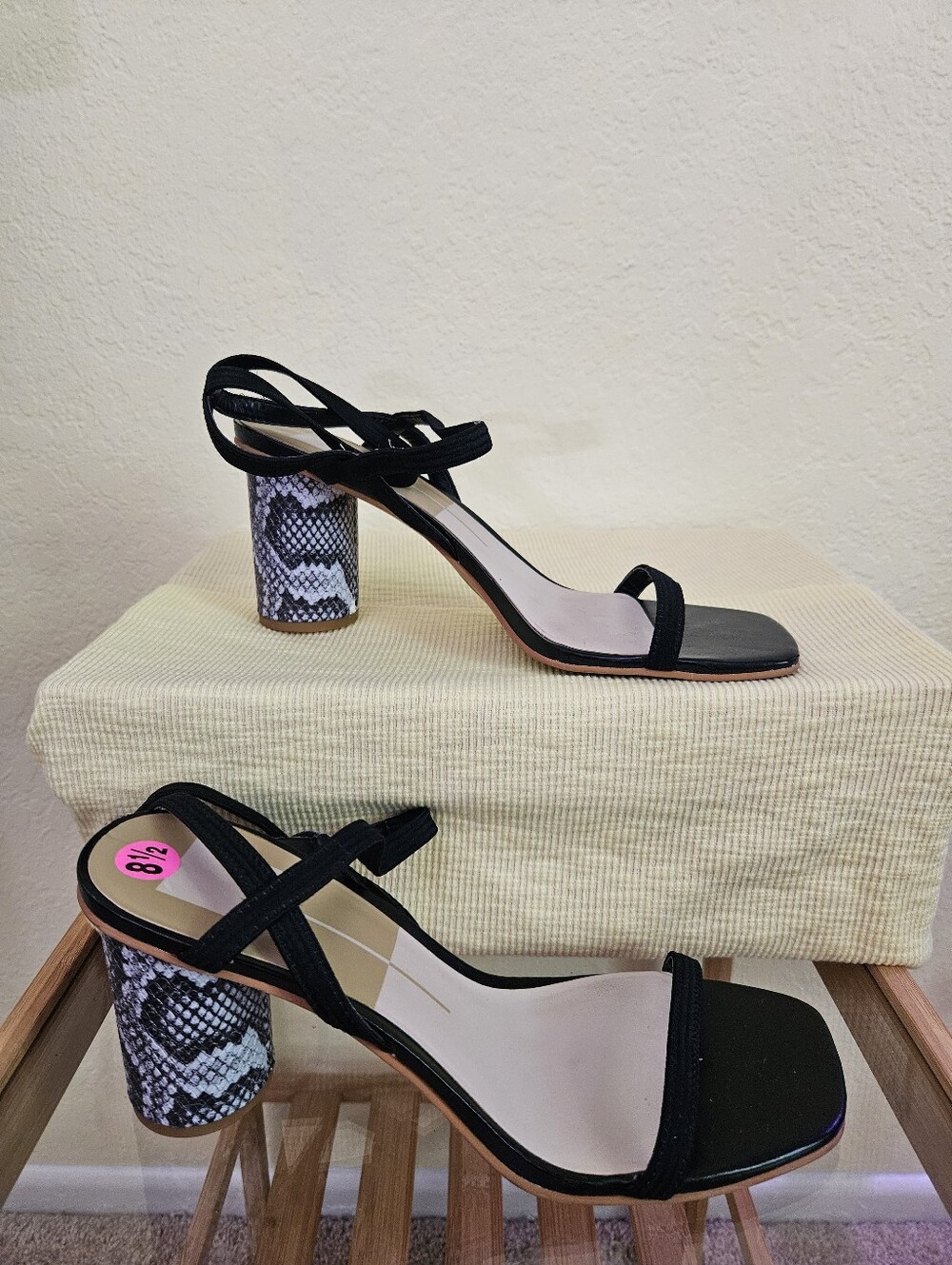 Dolce Vita Block Heel Sandals with Snake-Print Heel Size 8.5